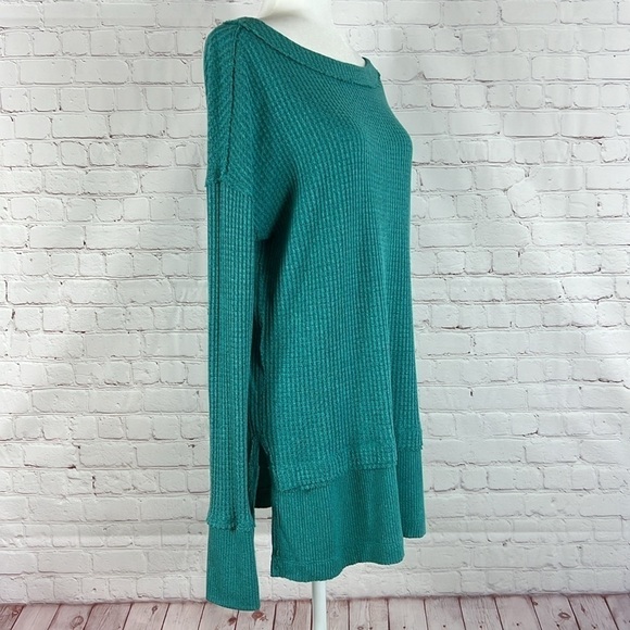 Free People We The Free North Shore Thermal Knit Tunic Top Turquoise XS - Picture 4 of 11